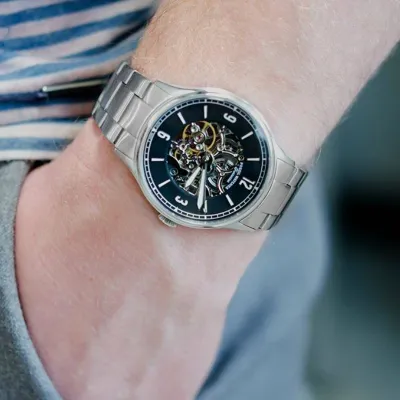 Fossil Men’s Automatic Stainless Steel Black Dial Watch